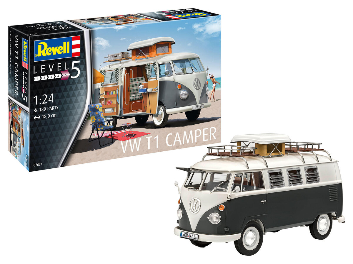 Revell, 7674, VW, T1, Camper, Revell, Modellbausatz, Wohnwagen, Lieferwagen, Fahrzeug, Auto, Rad