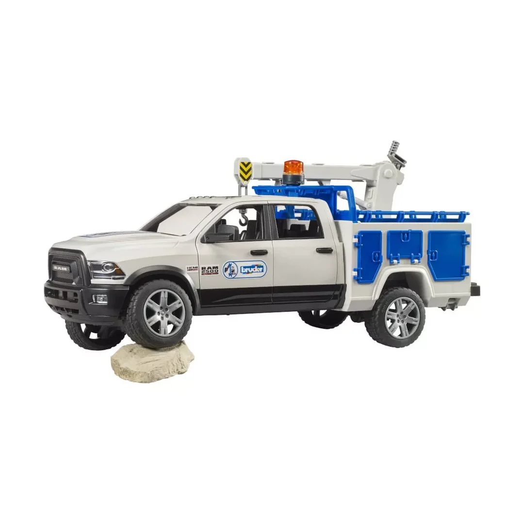 Bruder, 02509, Ram, 2500, Service, Truck, Mit, Kran, Und, Rundumleuchte