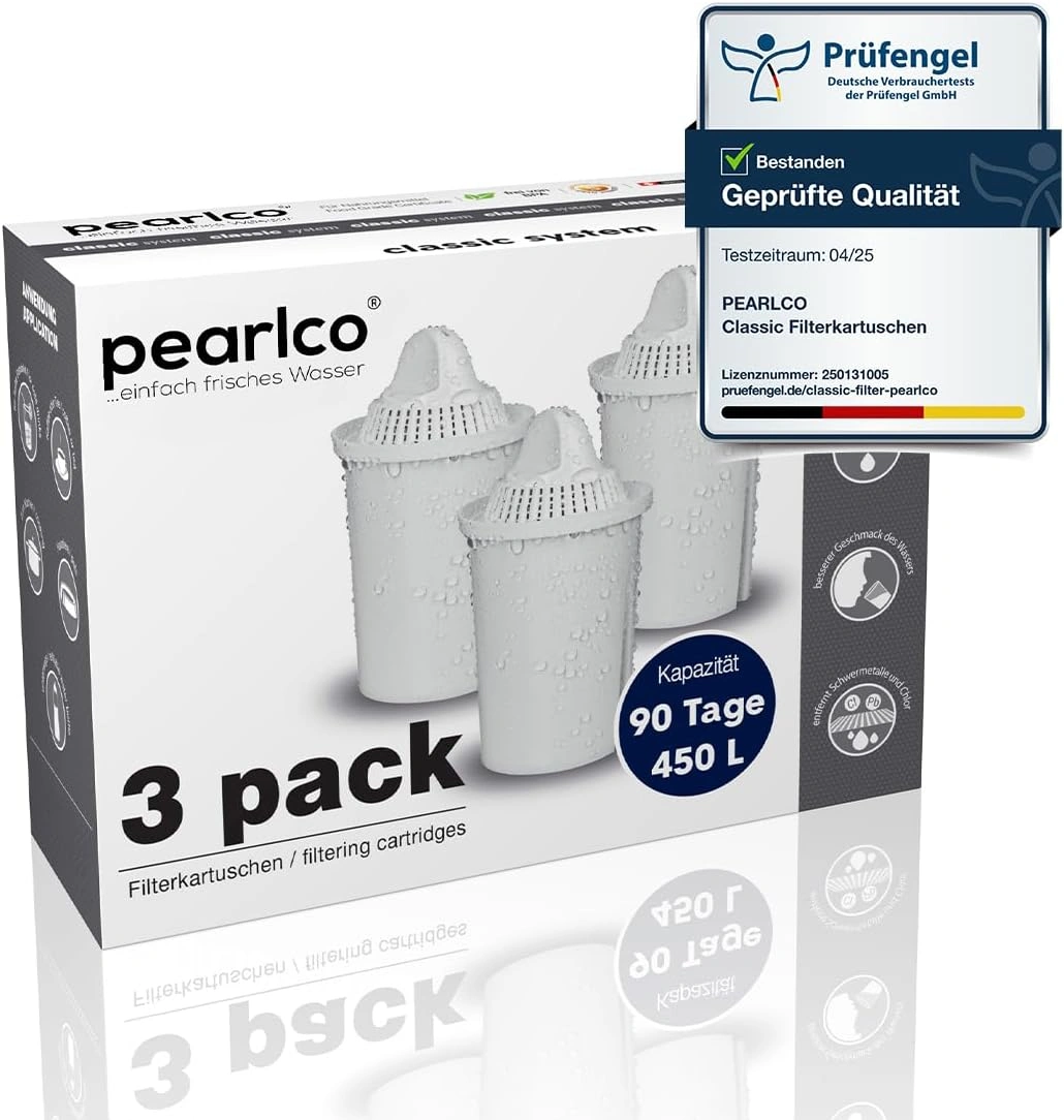 PEARLCO 280309 Classic Wasserfilter Kartuschen – 3er Pack – kompatibel mit Brita Classic