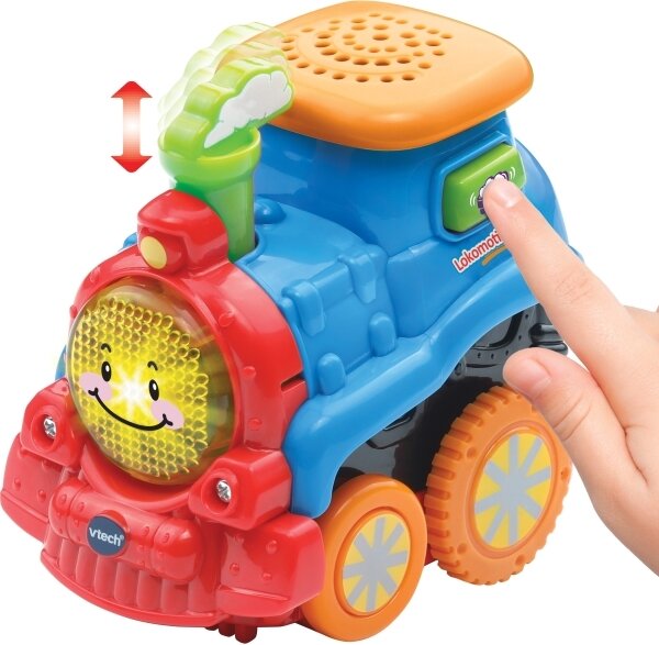 VTech Tut Tut Baby Flitzer Lokomotive mit Lichttaste, selbstfahrend, 3 Lieder & 10 Melodien, reagiert auf Bewegung und magische Sensoren, kindersicheres Batteriefach, ab 12 Monaten,