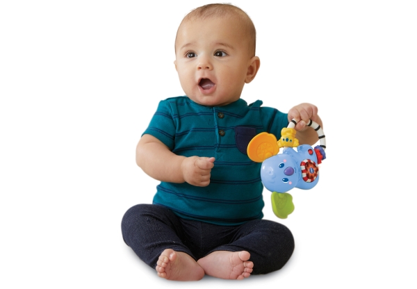 VTech Koalarassel mit beweglichen Ohren, 3 Lieder, 15 Melodien, Licht-Herz, Bewegungssensor, kindersicheres Batteriefach, für Babys von 3 bis 24 Monaten,