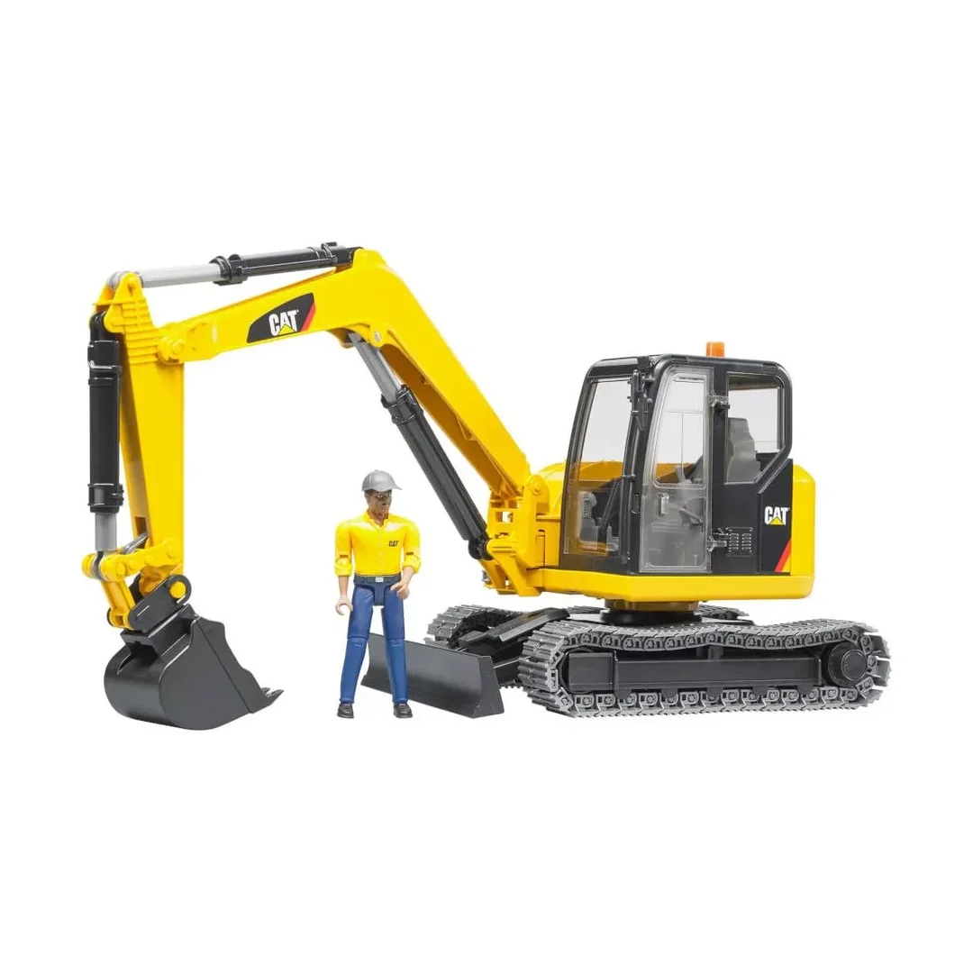 Bruder, 02466, Cat, Minibagger, Mit, Bauarbeiter