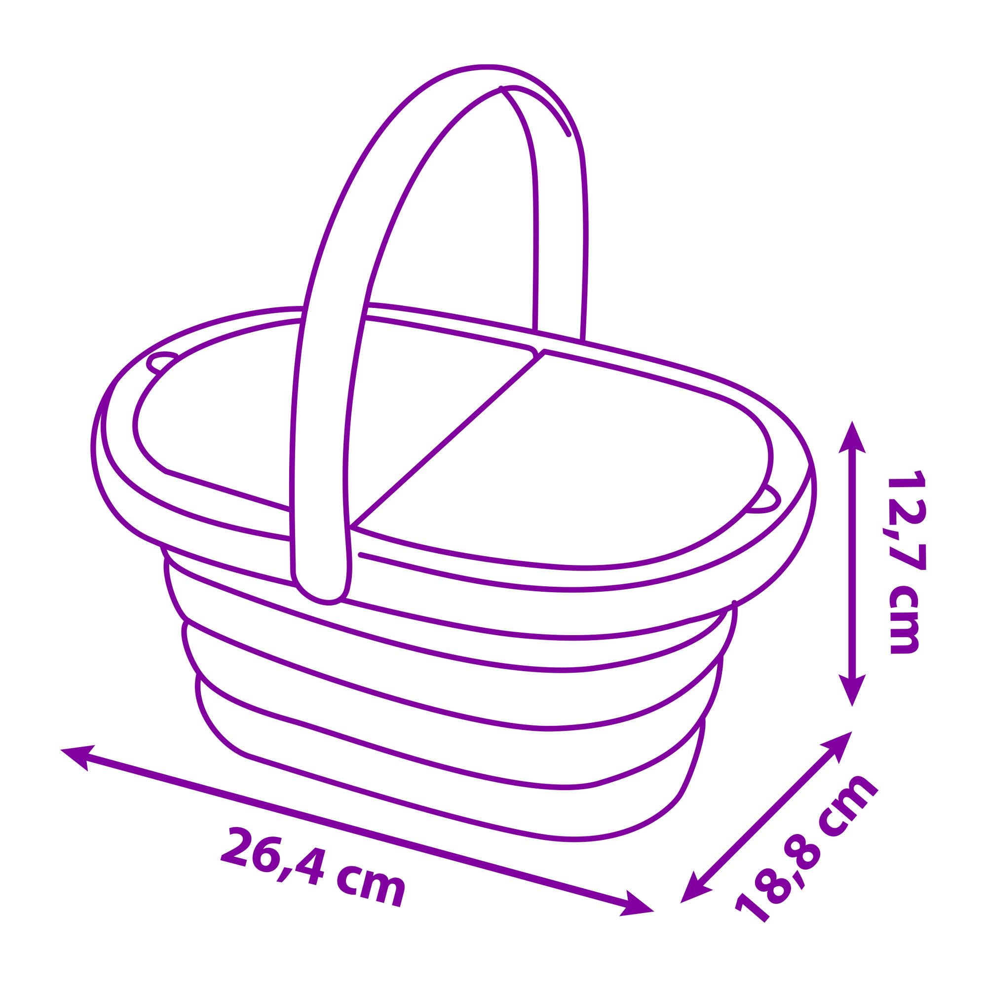 Smoby Stitch Picknickkorb mit 19 Teilen Tassen, Teller, Besteck, Milchkännchen, Zuckerbehälter, Sticker, 26,5 × 19 × 13 cm, ab 3 Jahren, Korb, Einkaufskorb, Munition, Granate, Waffe