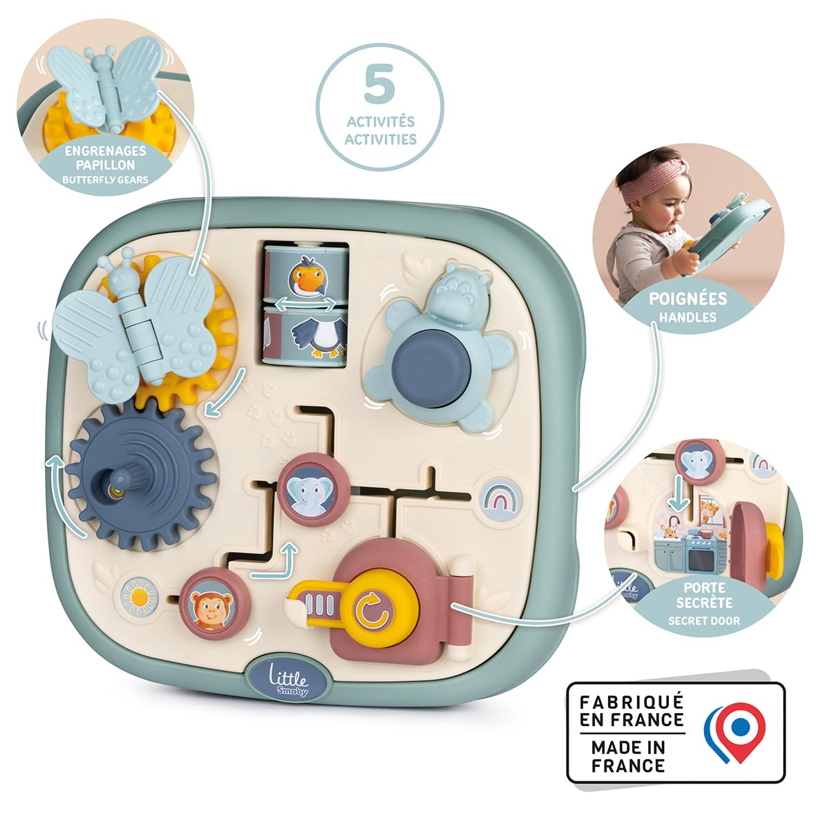 Smoby „Stitch Picknickkorb mit 19 Teilen Tassen, Teller, Besteck, Milchkännchen, Zuckerbehälter, Sticker, 26,5 × 19 × 13 cm, ab 3 Jahren, Person, Band