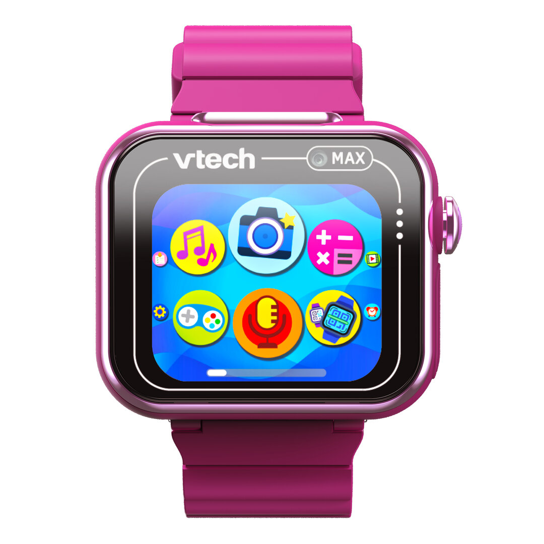 VTech KidiZoom Smart Watch MAX lila/pink mit Touch-Display, Front- & Rückkamera, Schrittzähler, Kreativ-Apps & Spiele, Wecker & Musik-Player, wiederaufladbar, spritzwassergeschützt, ab 5 Jahren, Armbanduhr, Arm, Körperteil, Person Elektronik