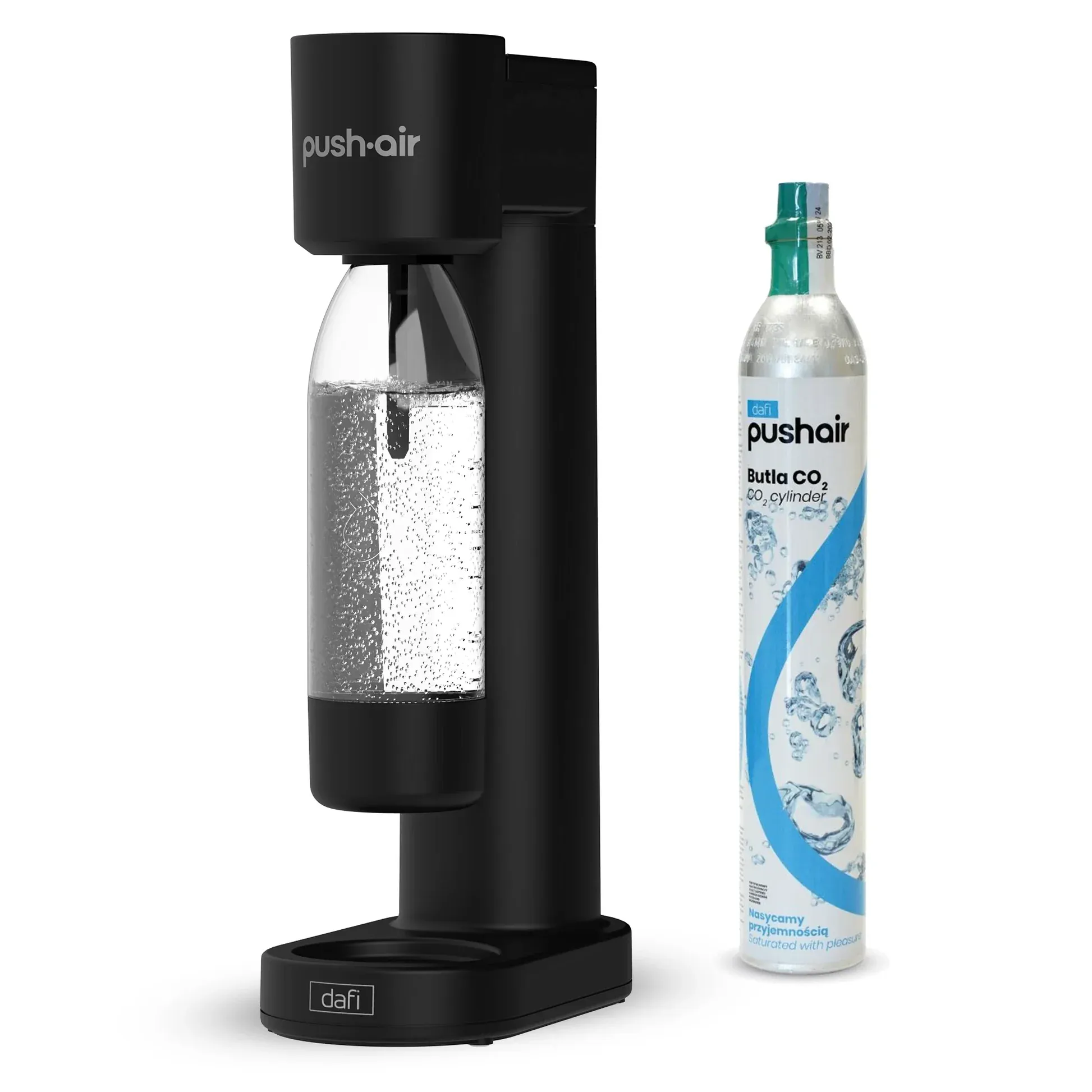 PEARLCO 079058 DAFI Wassersprudler Pushair inkl. CO₂-Zylinder und 0,7 l Flasche