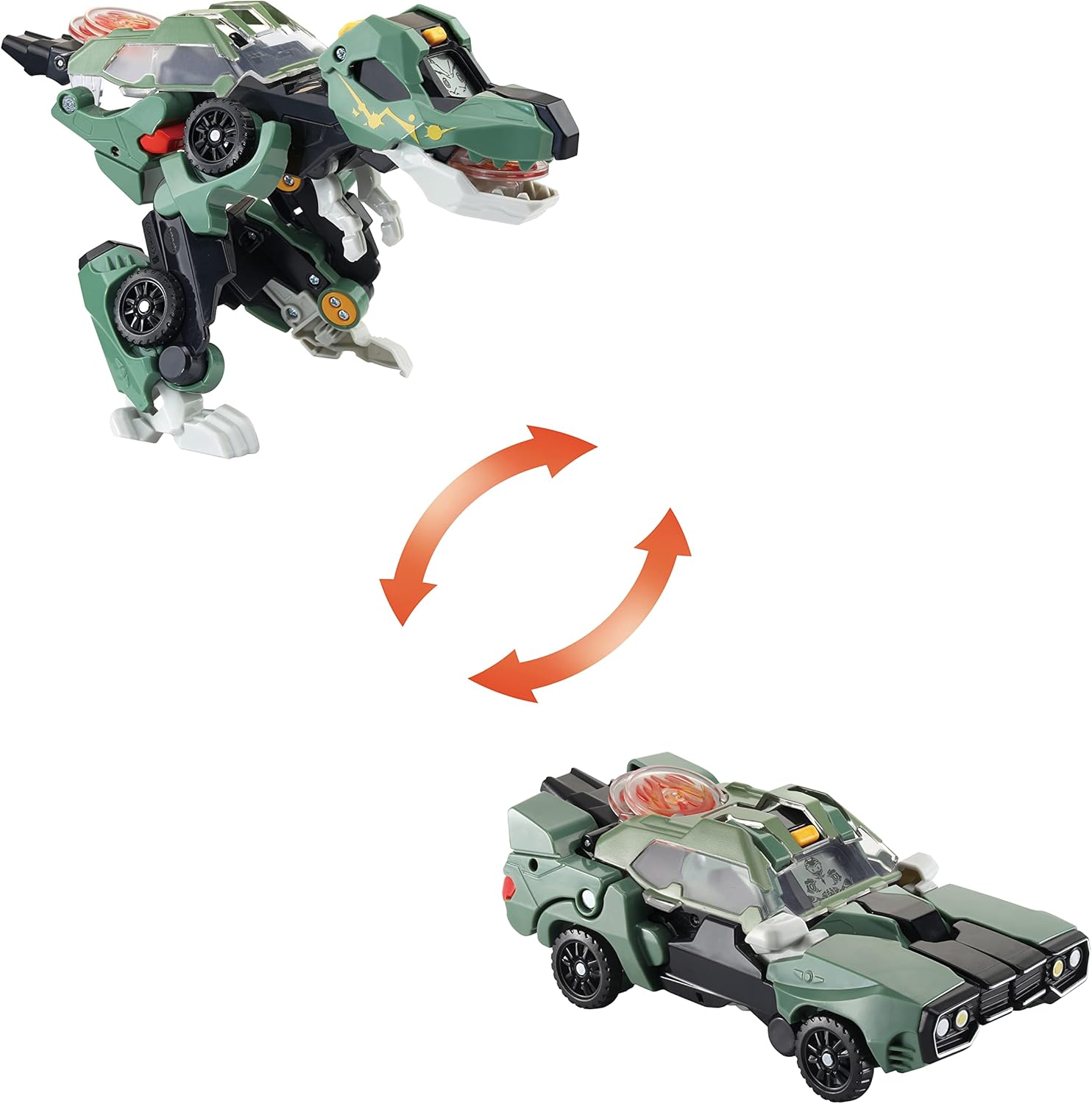 VTech Switch & Go Dinos Launcher-T-Rex aus grünem Kunststoff, verwandelt sich von Dino zu Fahrzeug, LCD-Effekte, 3 Launch Discs, Sound & Modus-Sätze, kindersicheres Batteriefach, ab 3 J., Spielzeug, Roboter, Spielzeug, Roboter