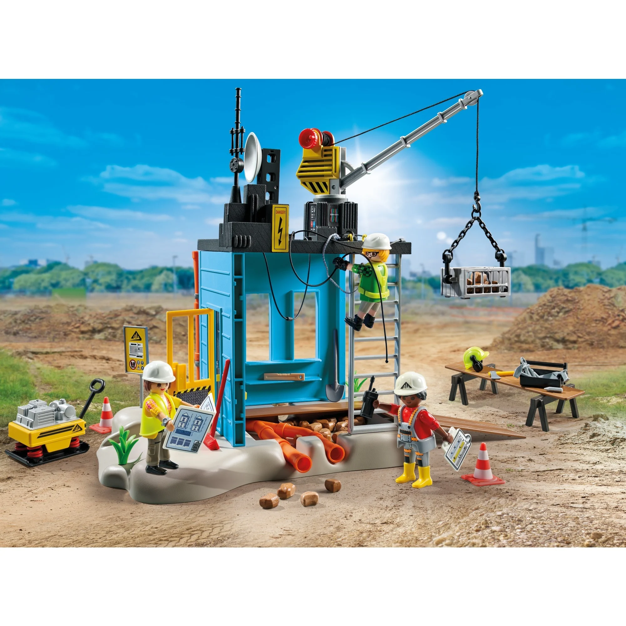 Playmobil 71650 ACT!ON HEROES - Baustelle mit Elektroniker & Seilwinde