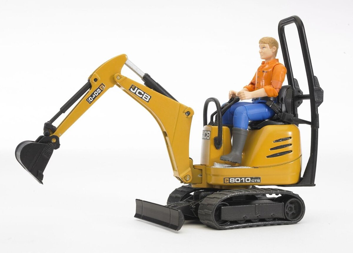 Bruder 62002 JCB Mikrobagger 8010 CTS und Bauarbeiter Junge, Kind, Männlich, Person, Maschine