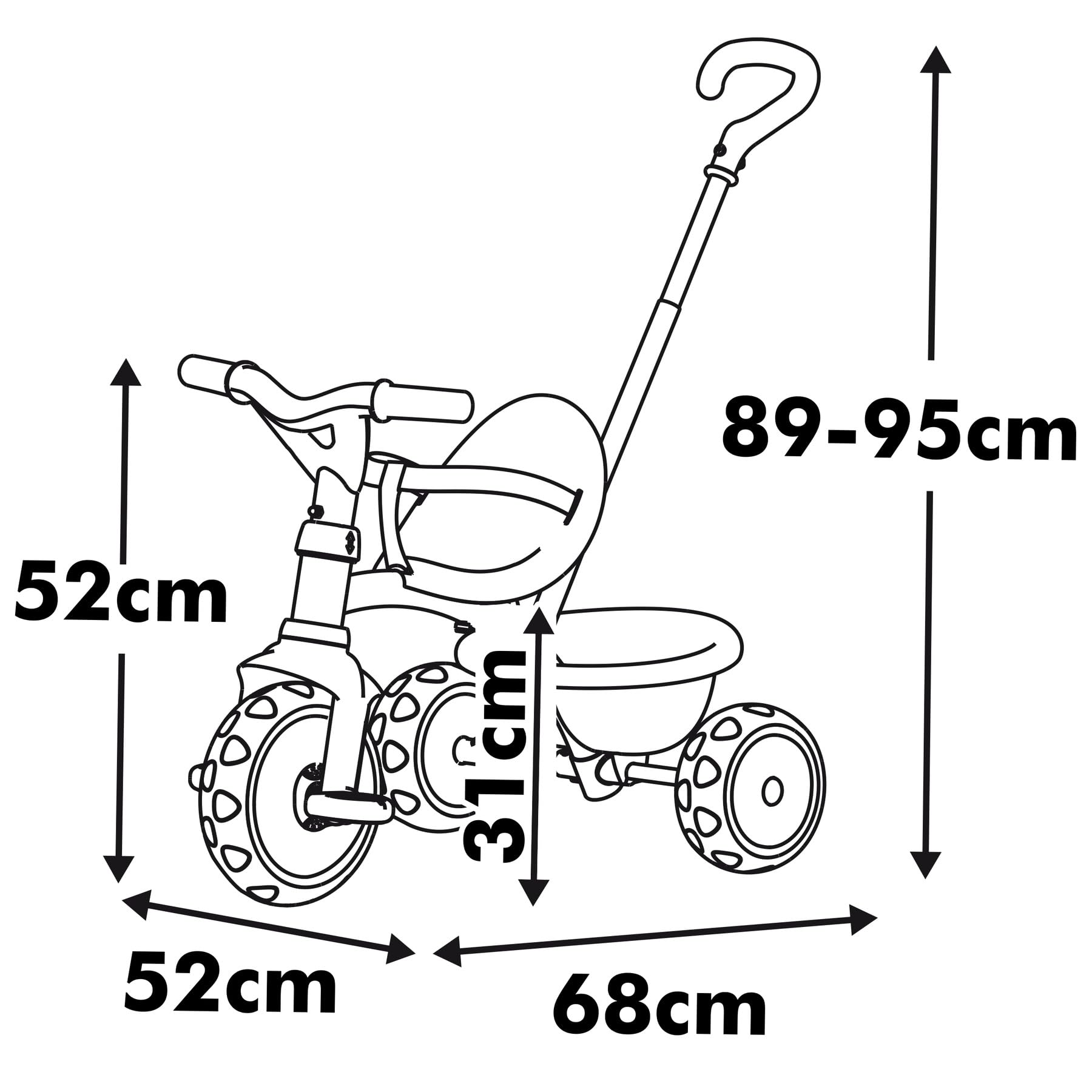 Smoby Be Move Tricycle Beige 2-in-1 mit ergonomischem Sitz, Sicherheitsgurt, verstellbarer Elternstange bis 95 cm, Free-Wheel, Leichtlaufräder, beige, ca. 68×52×52 cm, Roller, Fahrzeug, Gras, Rasenmäher, Rad