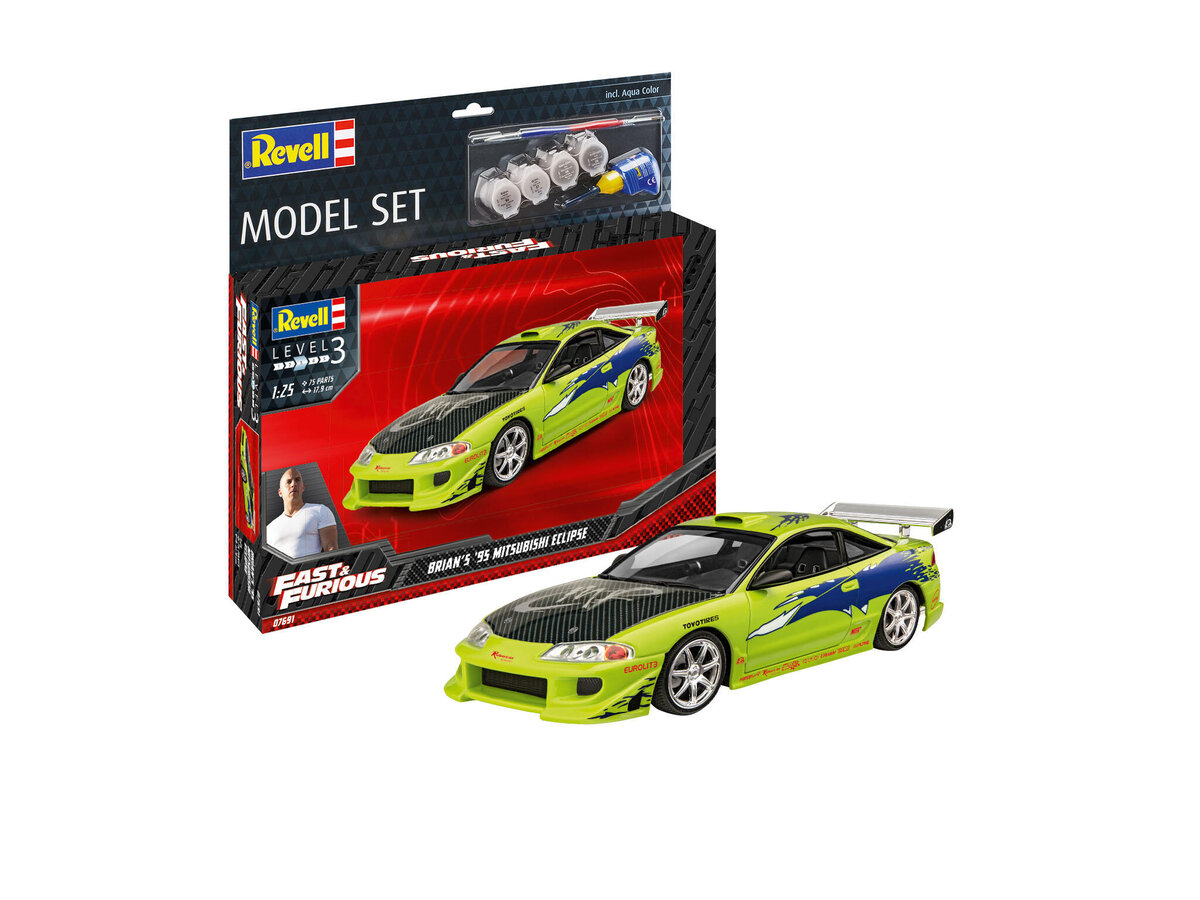 Revell, 67691, 1:25, Model, Set, Fast, &, Furious, Brian\'s, 1995, Mitsubishi, Eclipse, Leichtmetallfelge, Auto, Sprach, Rad, Coupe