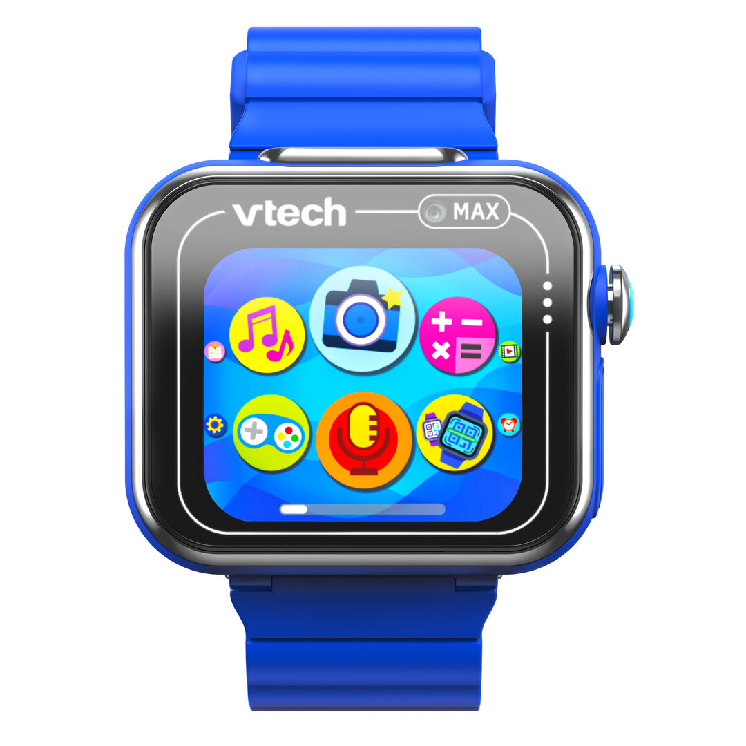 VTech KidiZoom Smart Watch MAX blau mit großem Touch-Display, Front- & Rückkamera, Schrittzähler, Spiele & Kreativ-Apps, Wecker, Musik-Player, spritzwassergeschützt, wiederaufladbarer Akku, ab 5 Jahren, Armbanduhr, Arm, Körperteil, Person Elektronik