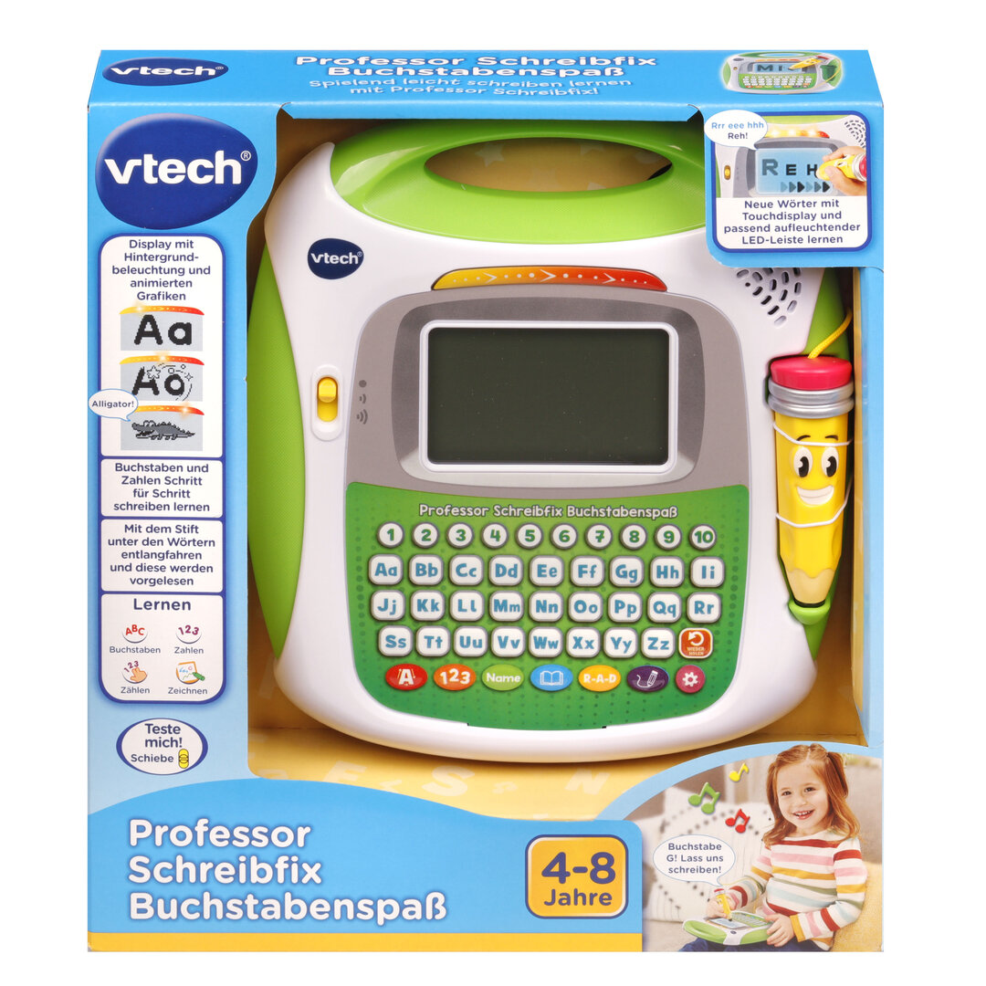 VTech, Professor, Schreibfix, Buchstabenspaß, 80-617004, Kind, Weiblich, Mädchen, Person, Gesicht