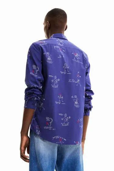 Desigual Herren Hemd - Blau, Bedruckt 22WMCW325158 GR. M
