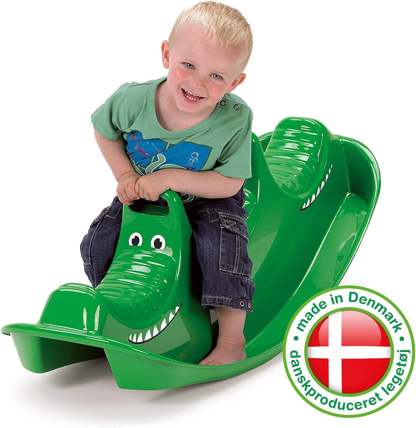 Dantoy 6721 Kinderschaukel Krokodil - Wippe für 1-3 Kinder, L: 101 cm