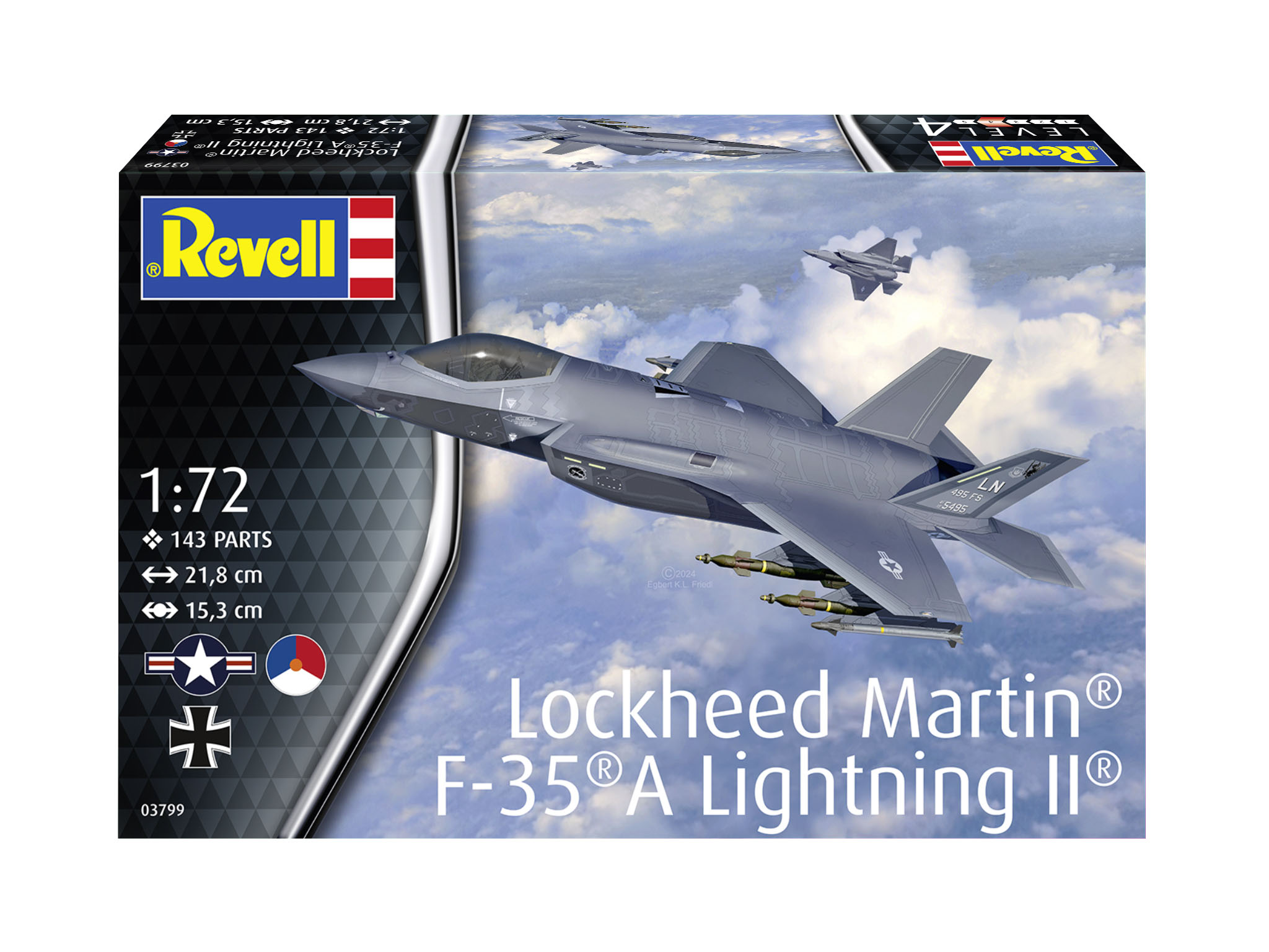 Revell 03799 Lockheed Martin F-35A Lightning II® Modellbausatz Flugzeug, Jet, Bomber, Kampfflugzeug