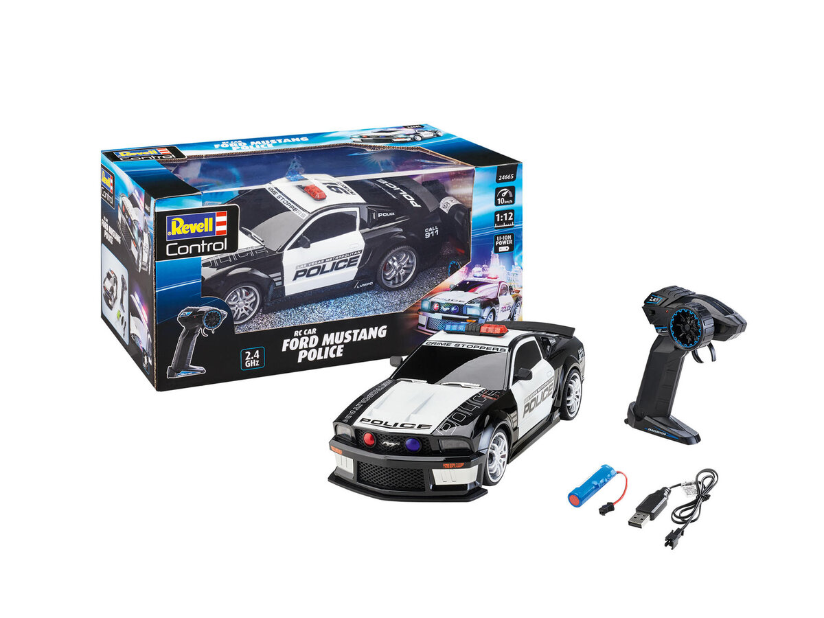 Revell, 24665, RC, Car, Ford, Mustang, Police, Revell, Control, Ferngesteuertes, Polizeiauto, Leichtmetallfelge, Auto, Sprach, Rad, Elektronik
